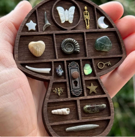 2.6 Inch Mini brown Mushroom Shape Rock Specimen Storage Box Crystal Mineral Display Case Gemstone Rock Organizer Holder