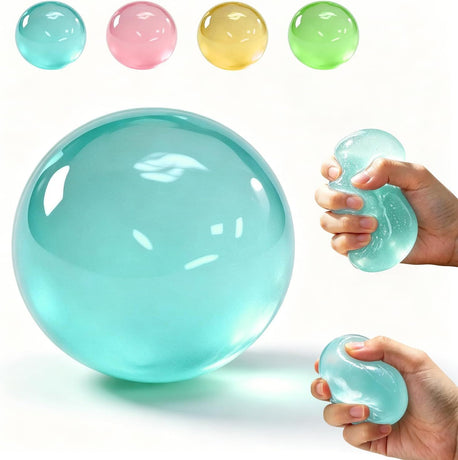 Clear Blue Coconut Oil Stress Ball, Slow Rising Non-Sticky Squishy Squeeze Ball, Soft Sensory Fidget Toy for Stress Relief, Relaxation and Focus