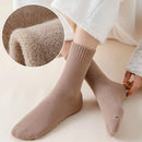 5 Pairs Coffee Thermal Mid-Calf Socks Thermal Mid-Calf Socks - Thick Fleece Lined Winter Socks, Heat Retention Cotton Socks for Men & Women, Cold Weather Cozy Wear