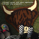 American Style Brown Bull Head Flocked Rug, Bedroom Bedside Rug, Bathroom Doorway Absorbent Mat, Non-Slip Toilet Mat
