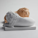 Classic Reclining Lion Sculpture Minimalist Green Plaster Desk Ornament for Living Room, Study, or Office Decoration