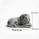 Classic Reclining Lion Sculpture Minimalist Grey Plaster Desk Ornament for Living Room, Study, or Office Decoration