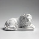 Classic Reclining Lion Sculpture Minimalist White Plaster Desk Ornament for Living Room, Study, or Office Decoration