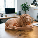 Classic Reclining Lion Sculpture Minimalist Yellow Plaster Desk Ornament for Living Room, Study, or Office Decoration