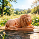 Classic Reclining Lion Sculpture Minimalist Yellow Plaster Desk Ornament for Living Room, Study, or Office Decoration