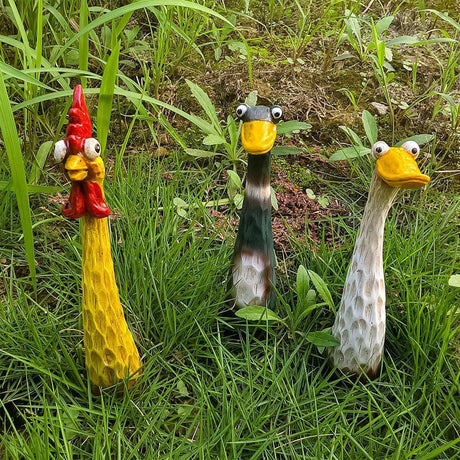 Outdoor Garden Deco Goose Resin Animal Statues, Fun Lawn Ornaments for Farmhouse or Microlandscape Design, Weatherproof & Durable