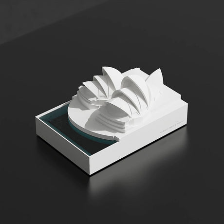 Sydney Opera House Concrete Model - Modern Architectural Sculpture Desktop Decor, Minimalist Cement Statue for Home Office Bookshelf, Unique Travel Souvenir & Housewarming Gift