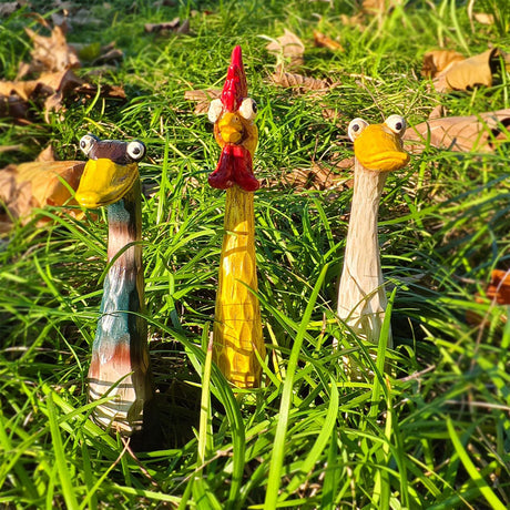 Outdoor Garden Decor Chicken, Duck & Goose Resin Animal Statues, Fun Lawn Ornaments for Farmhouse or Microlandscape Design, Weatherproof & Durable
