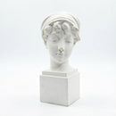 Elegant Girl with a Headscarf Resin Bust Sculpture Flower Vase - Classic European Style Figurine for Home Decor, Art Studio, or Office Desk - Perfect for Sketching, Photography, and Shelf Display (White)