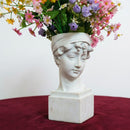 Elegant Girl with a Headscarf Resin Bust Sculpture Flower Vase - Classic European Style Figurine for Home Decor, Art Studio, or Office Desk - Perfect for Sketching, Photography, and Shelf Display (White)
