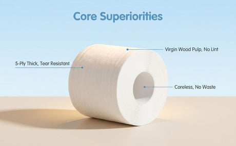 Coreless Toilet Paper, 18 Rolls Per Carton