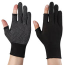 10-Pairs Nylon Work Gloves-Black Half Finger