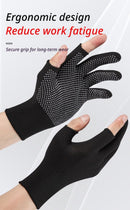 10-Pairs Nylon Work Gloves-Black Half Finger