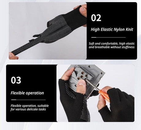 10-Pairs Nylon Work Gloves-Gray Full Finger