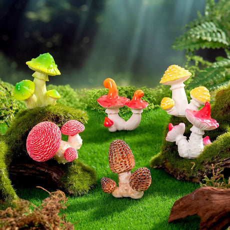 10pcs Artificial Brown Morel Mushroom Ornament-Type 3