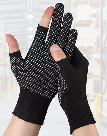 12-Pairs Coated Fingertip Gloves Black