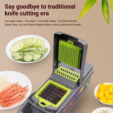 14-in-1 Vegetable Chopper (3 Blades+Spoon-shaped Tool)