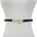 2-Pack Black Adjustable Skinny Belt with Heart Buckle