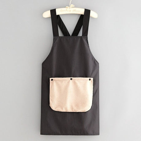 2-Pack Black Waterproof Aprons with Detachable Hand Towels