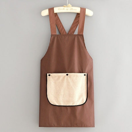 2-Pack Khaki Waterproof Aprons with Detachable Hand Towels