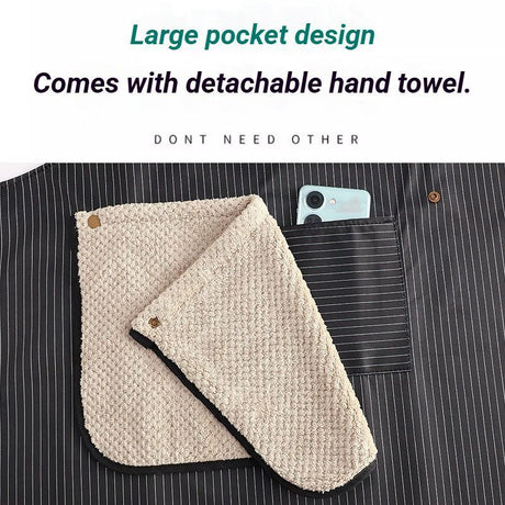 2-Pack Khaki Waterproof Aprons with Detachable Hand Towels