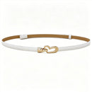2-Pack White Adjustable Skinny Belt with Heart Buckle
