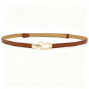 2-Pack White Adjustable Skinny Belt with Heart Buckle