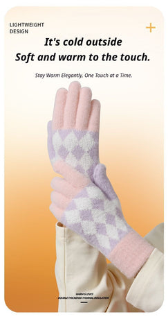 2-Pack Women Touchscreen Knitted Gloves-NT30107 Cherry-Blossom-Pink