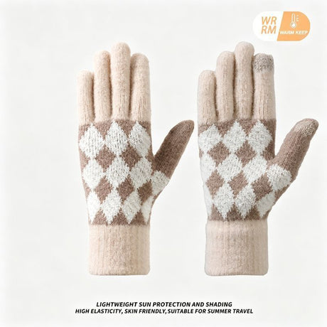 2-Pack Women Warm Touchscreen Knitted Gloves-NT30107 Beige
