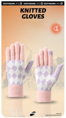 2-Pack Women Warm Touchscreen Knitted Gloves-NT30107 Khaki