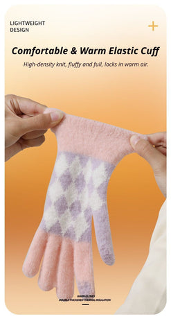 2-Pack Women Warm Touchscreen Knitted Gloves-NT30107 Khaki