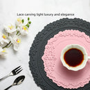 2Pcs Large Dark green Vintage Carved Heat Resistant Placemats L