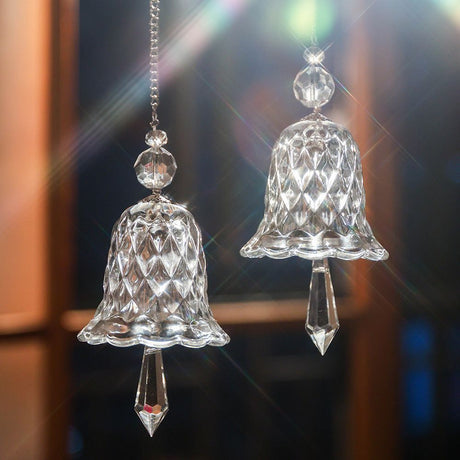 2Pcs Transparent Crystal Glass Wind Chime Hanging Decor