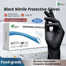 300Pcs Heavy-Duty Black Disposable Nitrile Gloves-Extra Large