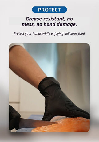 300Pcs Heavy-Duty Black Disposable Nitrile Gloves-Extra Large
