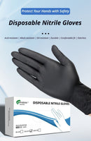 300Pcs Heavy-Duty Black Disposable Nitrile Gloves-Large