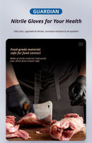 300Pcs Heavy-Duty Black Disposable Nitrile Gloves-Large