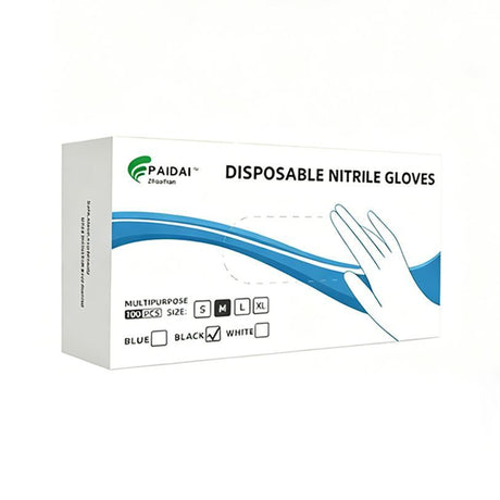 300Pcs Heavy-Duty Black Disposable Nitrile Gloves-Medium