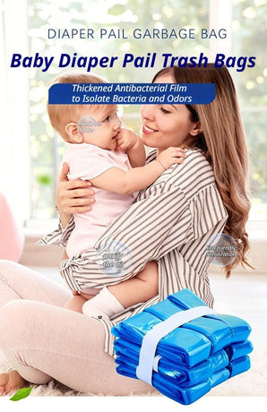 6 Rolls Blue Odor-Proof Refill Bags For Diaper Pail-4.5m Long