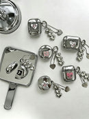 AirPods 3 Textured Silver Heart Electroplated Case + 3 Heart Charms