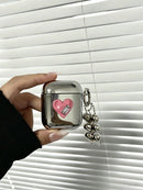 AirPods Pro Textured Pink Heart Electroplated Case + 3 Heart Charms