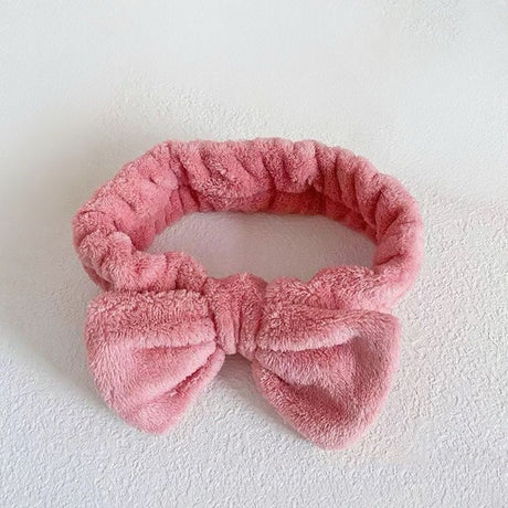 Autumn/Winter Plush Bow Headband Leather Red