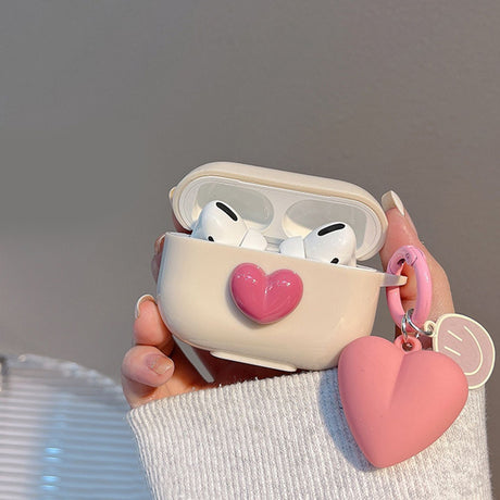 Beige shell + smiling heart pendant AirPods Pro 2