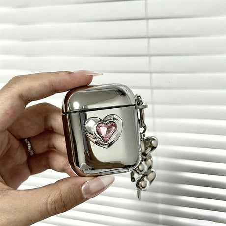 Black Framed Heart Plated Case + 3 Heart Pendants AirPods 2
