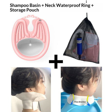 BlackHairWashingBasin+LargeShowerCap+DrainBasket