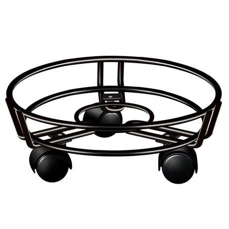 Black Round Movable Plant Caddy with Wheels