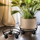 Black Round Movable Plant Caddy with Wheels
