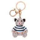 Black Stripe Crystal Bear Keychain Cute Alloy Keyring Gift 2-Pack