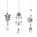 Blue Demon Eye Butterfly Crystal Pendant 3-Piece Set