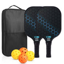 Blue Pickleball Set With 2 Paddles-4 Balls And Black Carrying Bag